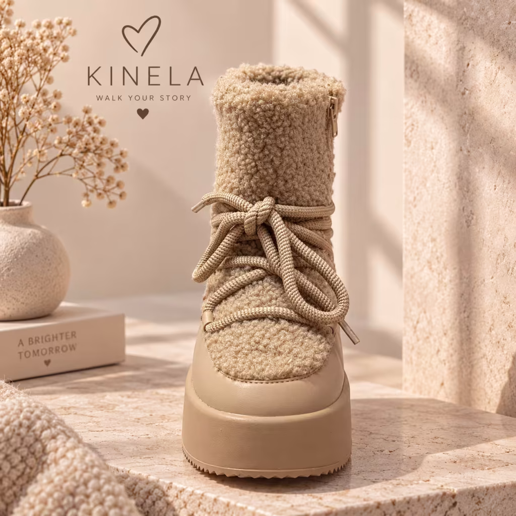 Nova teddy platform bokacsizma – bézs